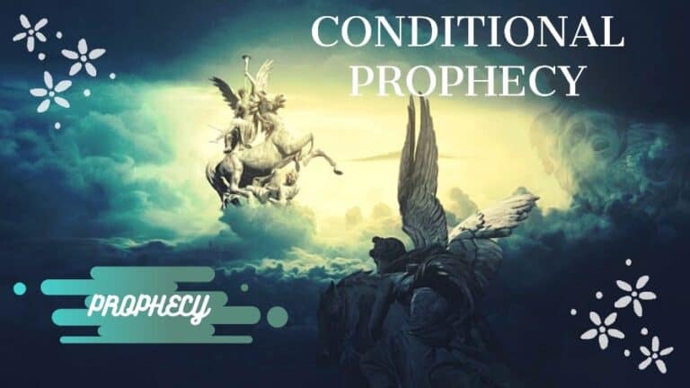 an angel blowing a trumpet while riding on a white horse as a sign of conditional prophecies