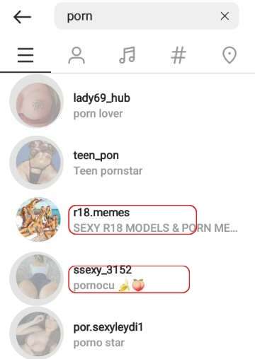 porn keyword in Instagram