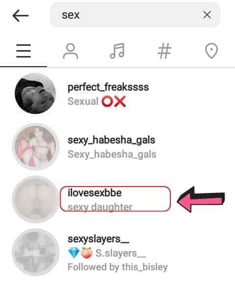 sex keyword in Instagram
