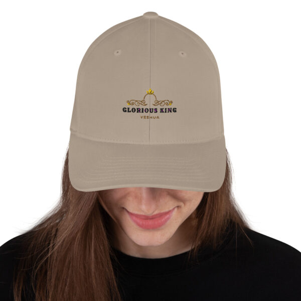 white and Khaki Structured Twill Cap with a Glorious King Logo