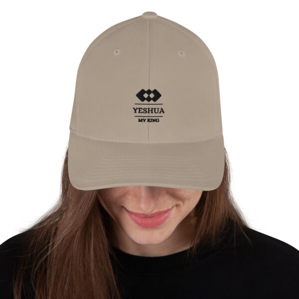 White and Khaki Structured Twill Cap with a Yeshua triangle logo