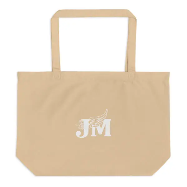 Large organic tote bag with White Logo