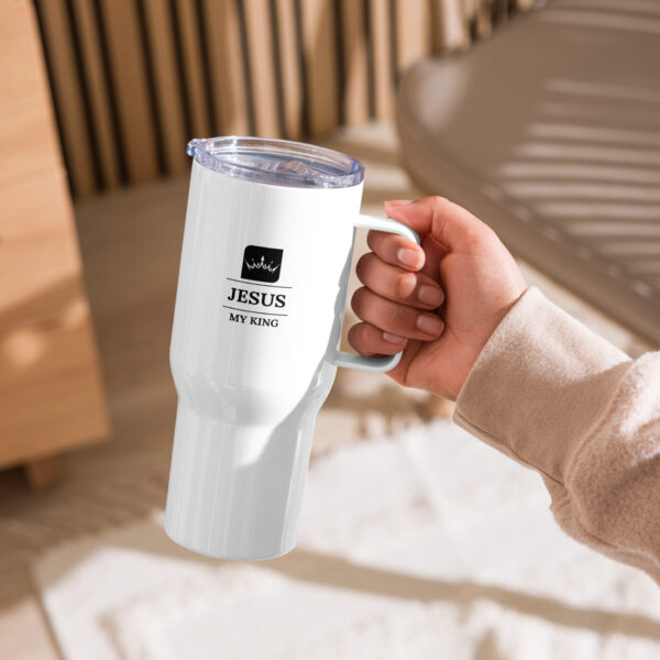 Travel mug with a handle - Jesus My King logo