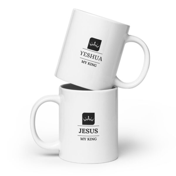 White glossy mug - Jesus my King crown logo